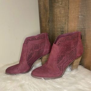 Vince Camuto Red Frasitta Suede Perforated Boots/ Booties